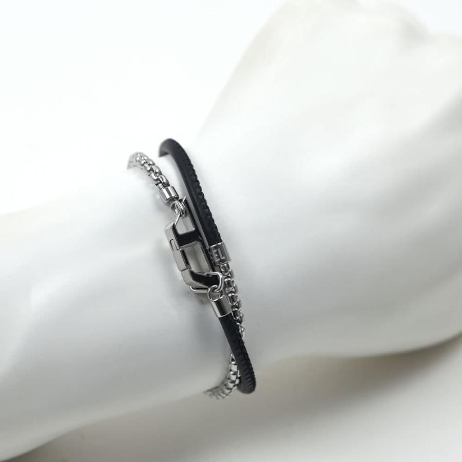 並行輸入品 ディーゼル DIESEL ブレスレット アクセサリー メンズ ブラック×シルバー DX1472040の画像