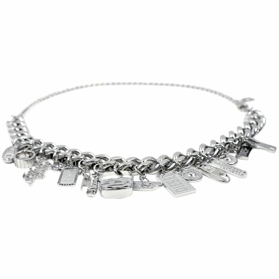 archive DIESEL ロゴ チャーム チェーンネックレス レア ディーゼル ネックレス ペンダント メンズ DIESEL ロゴモチーフ