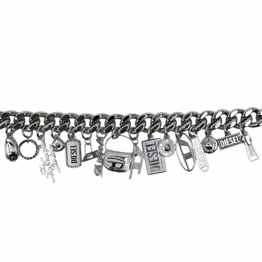 archive DIESEL ロゴ チャーム チェーンネックレス レア ディーゼル ネックレス ペンダント メンズ DIESEL ロゴモチーフ