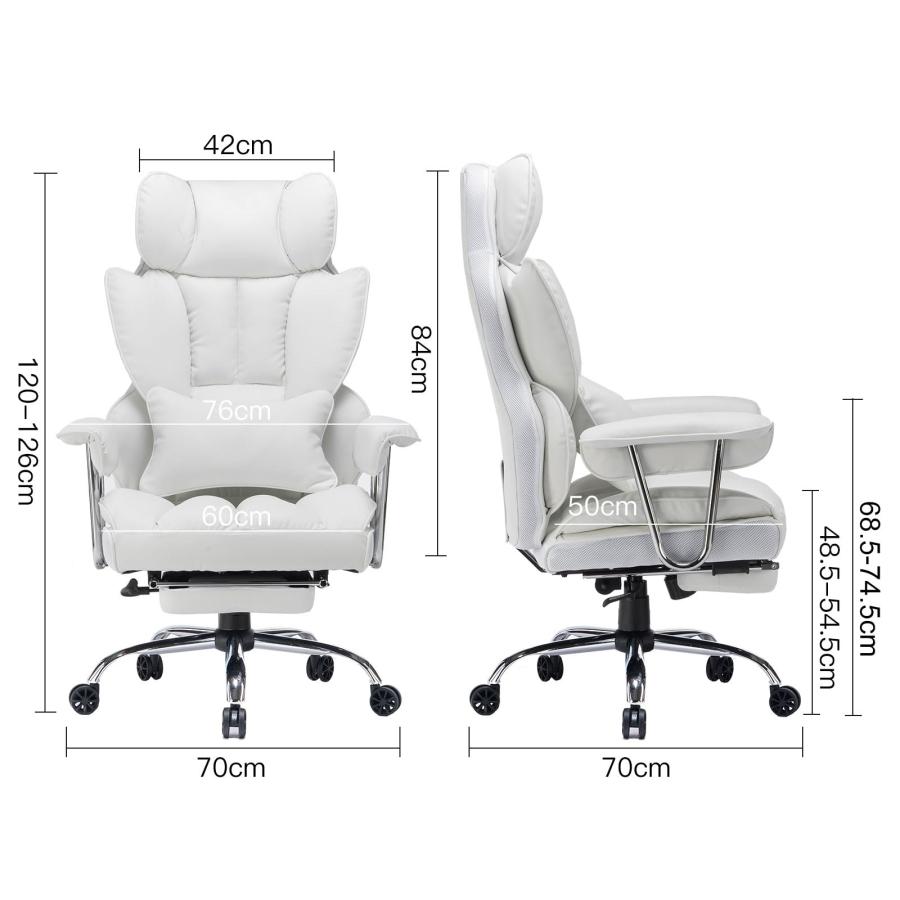 SKYE ゲーミングチェア 座り心地最高 デスクチェア オフィスチェア 椅子 テレワーク 社長椅子 伸縮可能のオットマン 高さ調節機能(ホワイト)｜39thankyou-shop｜04