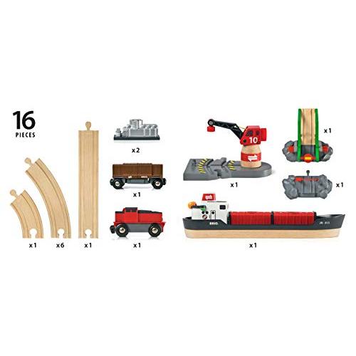BRIO (ブリオ) カーゴハーバーセット [全16ピース] 33061 対象年齢 3歳~ 対象年齢 3歳~ 【おもちゃ 玩具 木製おもちゃ 木の画像