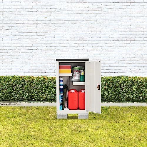 グリーンライフ 物置 収納庫 屋外 小型【日本製】 ハーフ棚板2枚・鍵付き・扉式 Amazon | グリーンライフ 物置 収納庫 屋外 小型【日本製