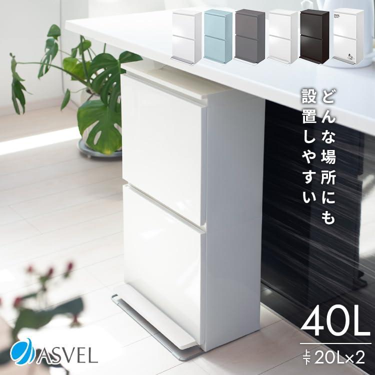 【半完成品】アスベル ゴミ箱 40L 2段 分別 縦型 薄型 収納ボックス ペダル フラップ式 日本製 おしゃれ キッチン リビング ダストボッ_1