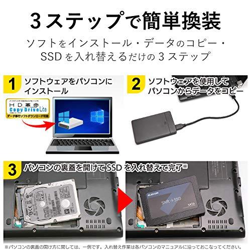 エレコム 内蔵SSD 480GB 2.5インチ SATA3.0 HDDケース付 データ移行ソフト HD革命 Copy Drive Lite付 E