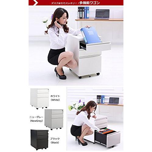 OSJ オフィスワゴン サイドワゴン 3段オールロック 幅390×奥行450×高さ600mm スチール製 ペントレー シリンダー錠 完全完成品の画像