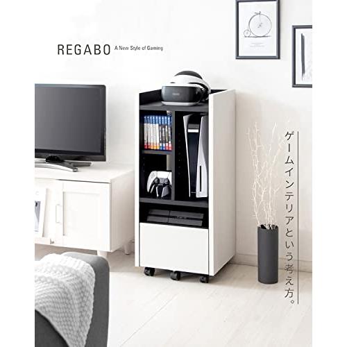 宮武製作所 ゲームラック REGABO(レガボ) PS5対応 幅38.5×奥35×高さ90cm ゲーム機やソフトをまとめて収納できる GRK-00_1