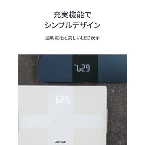 オムロン 体重 体組成計 カラダスキャン ホワイト KRD-503T-W スマホ連動 データ自動転送 自動認識 乗るだけで測定開始 内臓脂肪レベの画像