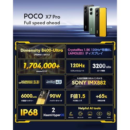 Xiaomi POCO X7 Pro 8GB+256GB 日本語版 Simフリー スマートフォン 90W