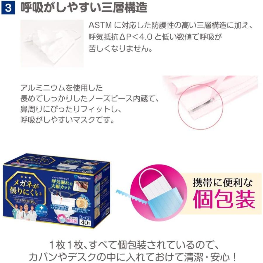 メディコムジャパン メガネが曇りにくいマスク 普通サイズ 40枚｜39way-2nd｜03