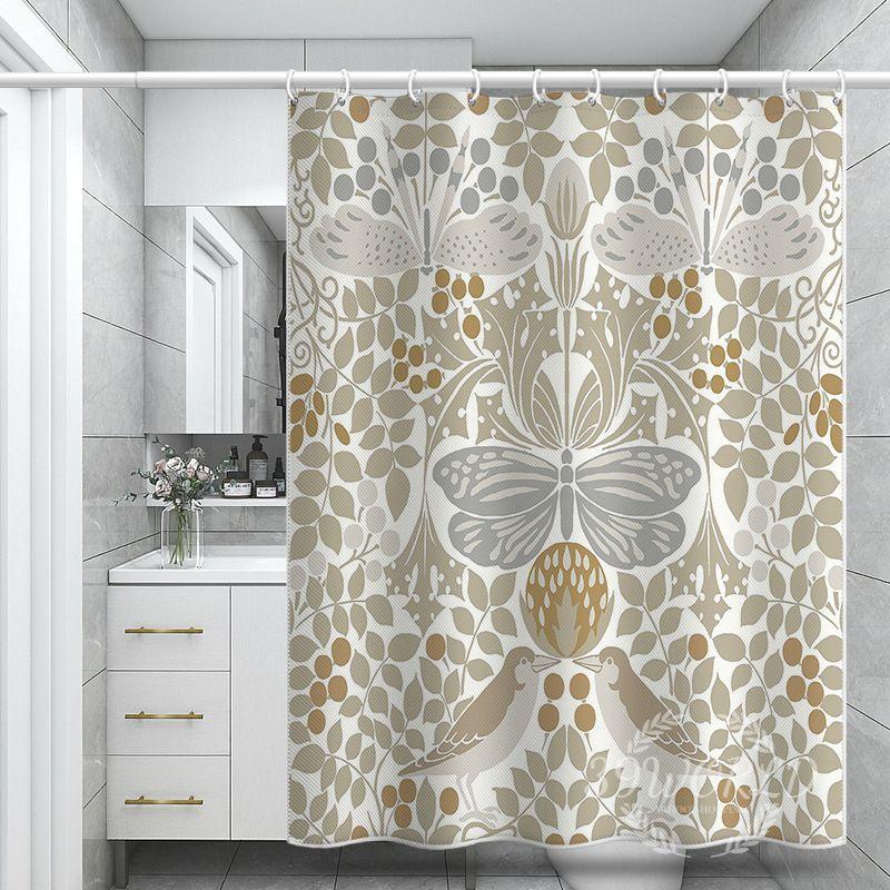 シャワーカーテン 花柄 防水防カビ 風呂カーテン バスカーテン カーテンリング付属 洗面所 浴室 ユニットバス 目かくし 間仕切り ホテル仕様