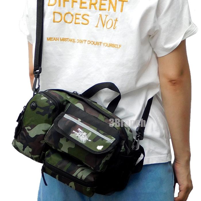 3way マルチポケット ボディバッグ ウエストバッグ ショルダーバッグ