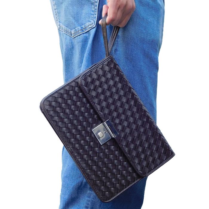 訳あり特別価格 クラッチバッグ 編み込み メンズ セカンドバッグ
