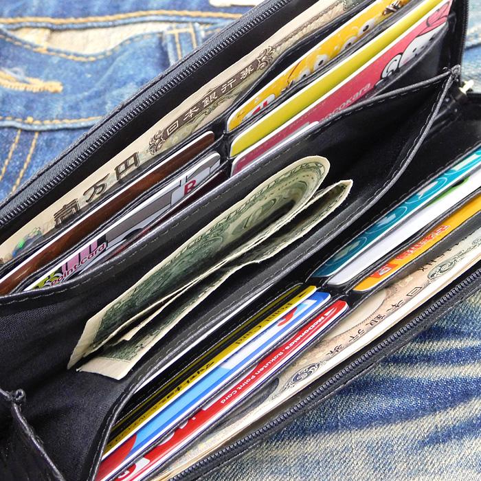 財布 イントレチャート 編み込み 型押し 長財布 黒 L字ファスナー メンズ レディース ロングウォレット 安い 人気 ファスナー ブラック |  | 03