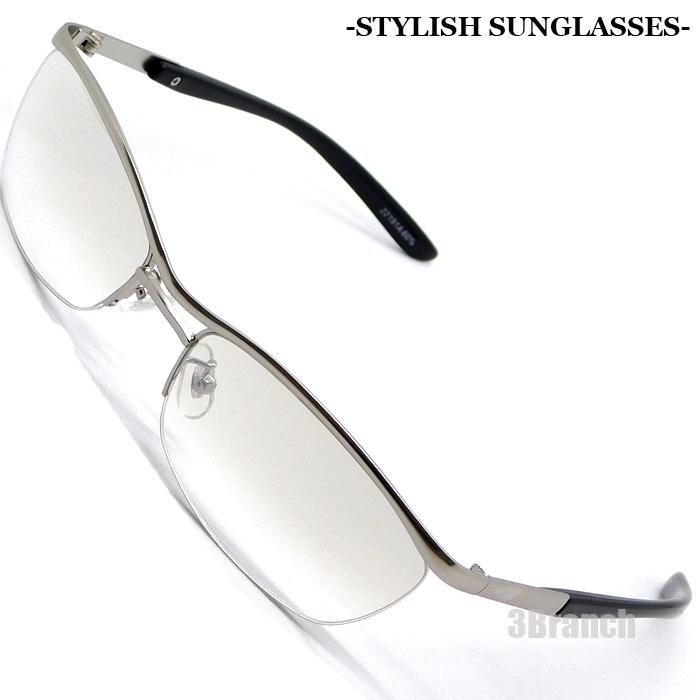 サングラス メンズ UVカット ハーフリム型 オラオラ系 チョイワル系 悪