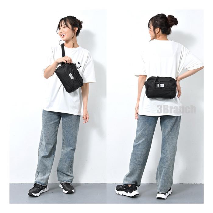 2WAY ボディバッグ レディース メンズ 大きめ ショルダーバッグ ウエストポーチ ウエストバッグ 軽い ワンショルダーバッグ ブラック |  | 01