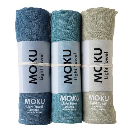 コンテックス MOKU 60005-90 フェイスタオル Mサイズ3本セット (ターコイズブルーブルーグリーンカーキ）