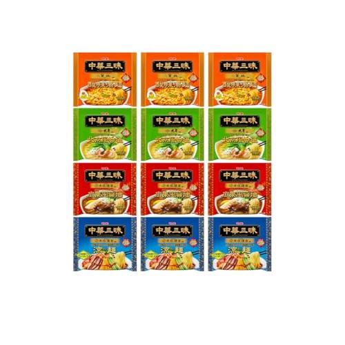 明星 中華三昧(袋)4種アソート12個入、広東風醤油、北京風香塩、酸辣