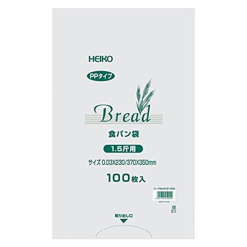 シモジマ ヘイコー PP食パン袋 1.5斤用 100枚入り 006721404 透明 厚0.03×幅230/全体幅370×高350mm | 