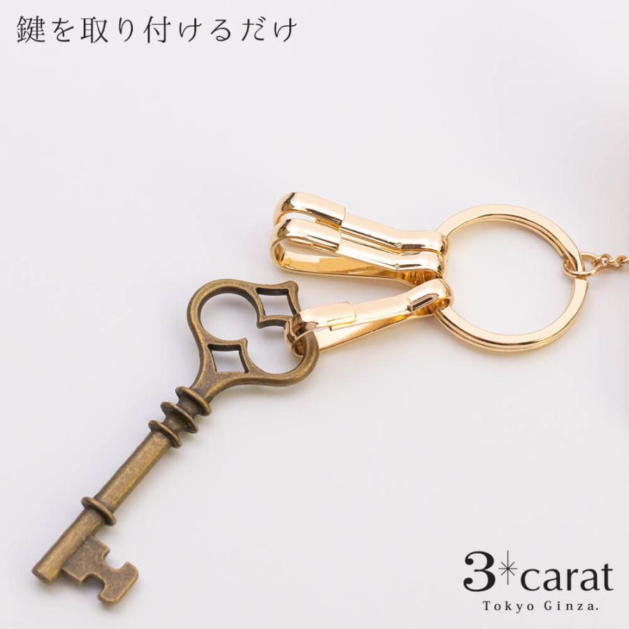 キーホルダー バッグキークリップ イニシャル 3carat 車 鍵 バッグ