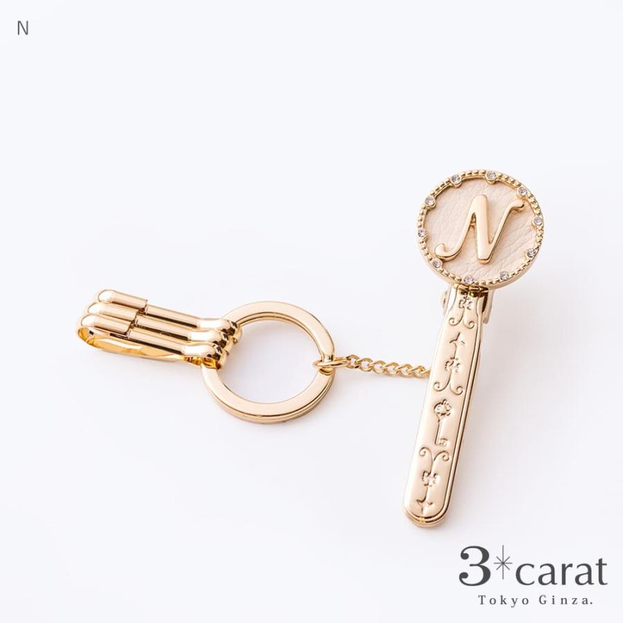 キーホルダー バッグキークリップ イニシャル 3carat 車 鍵 バッグ