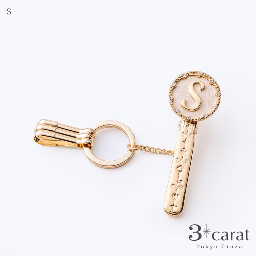キーホルダー バッグキークリップ イニシャル 3carat 車 鍵 バッグ