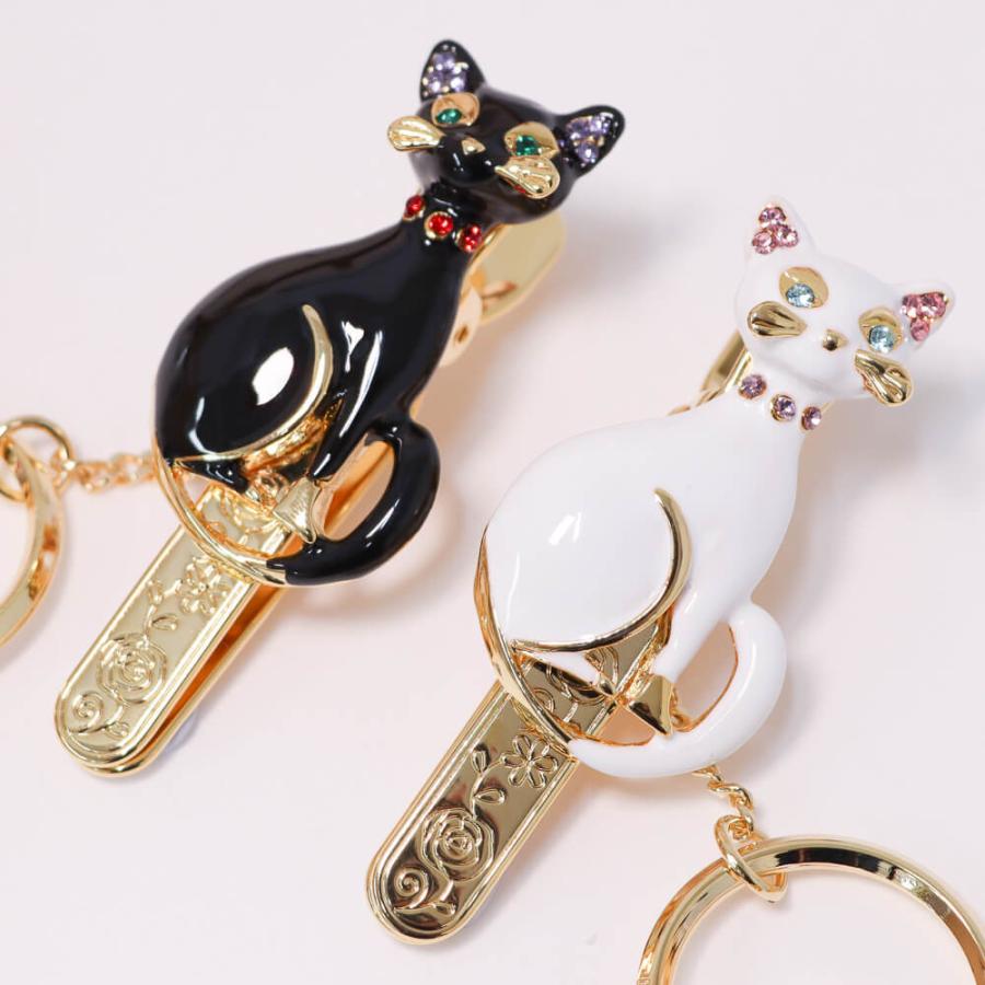バッグキークリップ おすわり ネコちゃん 黒猫 白猫 キークリップ 