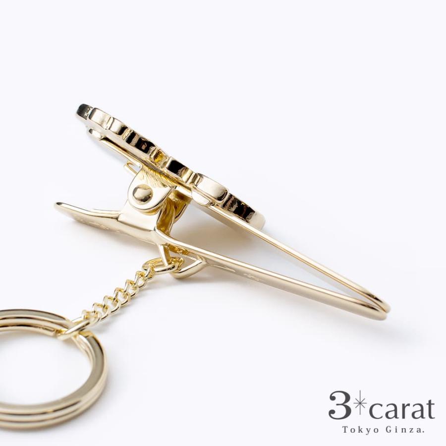 バッグキークリップ シェル・ローズ 3carat 車 鍵 キークリップ