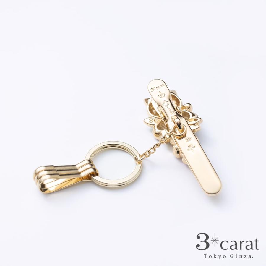 バッグキークリップ 薔薇園からひょっこりネコ 全2色 3carat 車 鍵