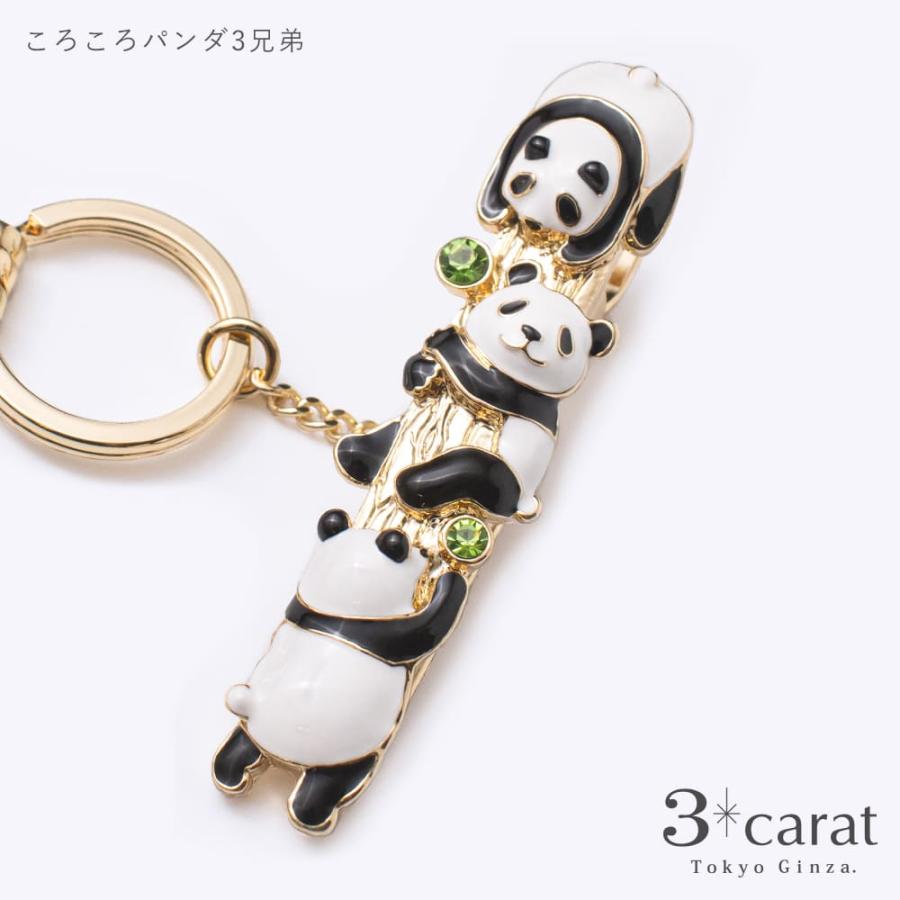 バッグキークリップ ころころパンダ3兄弟 3carat 車 鍵 キークリップ