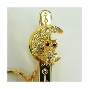 キーホルダー バッグキークリップ お月様とフクロウ 梟 3carat 車 鍵 バッグ チャーム アクセサリー ギフト プレゼント|3carat-store|02