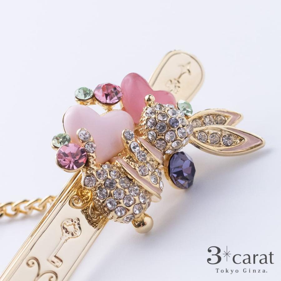 キーホルダー バッグキークリップ うさぎ クローバー 3carat 車 鍵