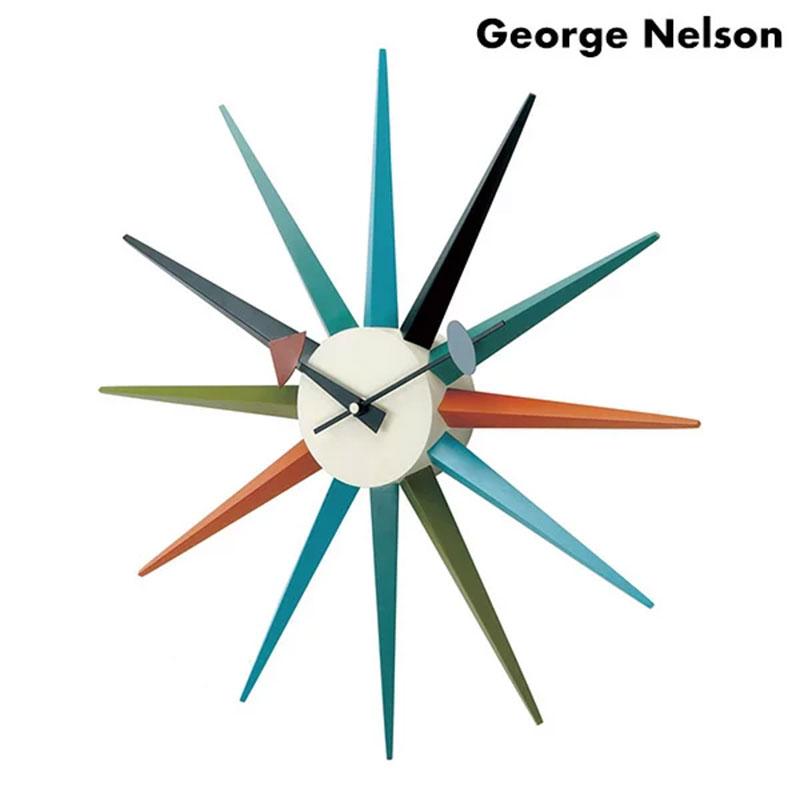 【動作確認済】〈ジョージネルソン〉「サンバーストクロック」掛け時計〈最終価格〉 GEORGE NELSON/ジョージネルソン】 サンバースト クロック 掛け時計