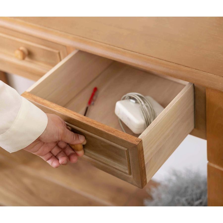 コンソール テーブル リビング 玄関 寝室 化粧台 作業台 スリム 奥行33cm 木製 天然木 桐 アンティーク 北欧 引き出し ストッパー付き 軽量 |  | 17