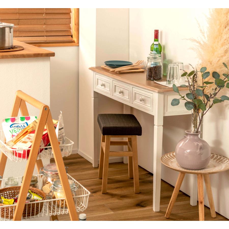 コンソール テーブル リビング 玄関 寝室 化粧台 作業台 スリム 奥行33cm 木製 天然木 桐 アンティーク 北欧 引き出し ストッパー付き 軽量 |  | 19