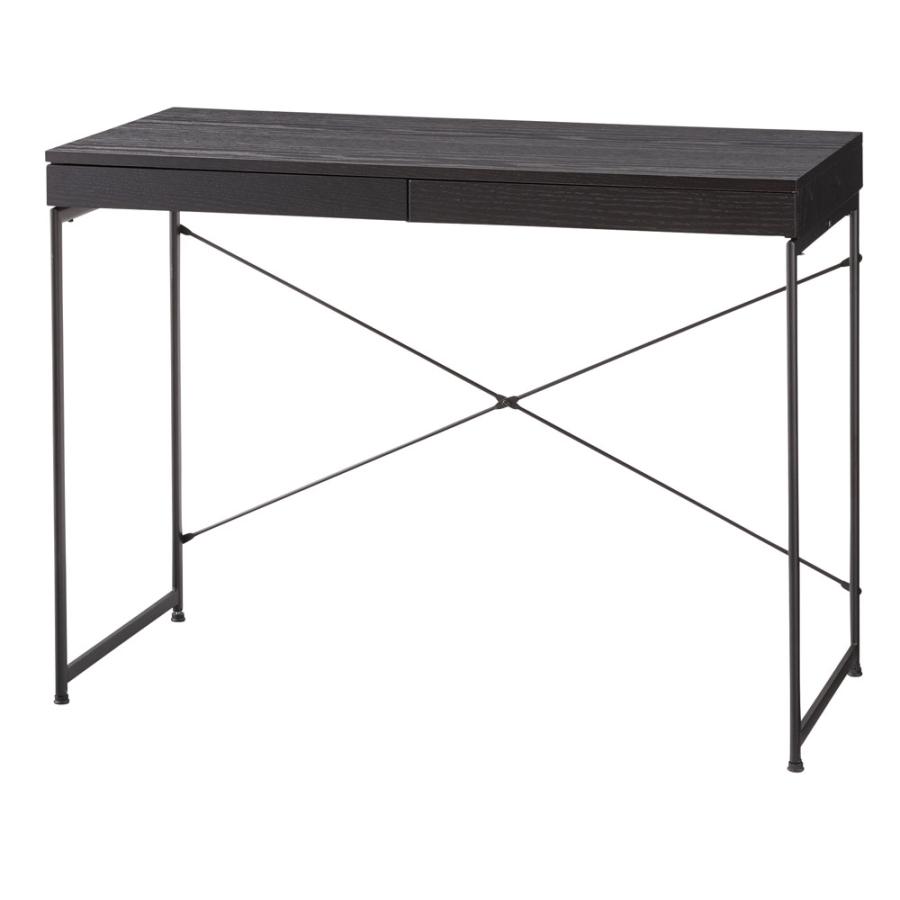 デスク パソコンデスク 机 幅100 奥行45 スリム コンパクト スチール 木製 天然木 オーク 木目 収納 引き出し アジャスター付き 作業机 新生活 |  | 01