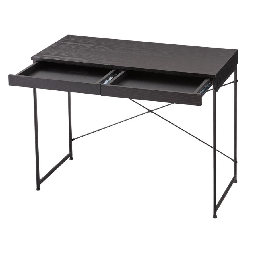 デスク パソコンデスク 机 幅100 奥行45 スリム コンパクト スチール 木製 天然木 オーク 木目 収納 引き出し アジャスター付き 作業机 新生活 |  | 03