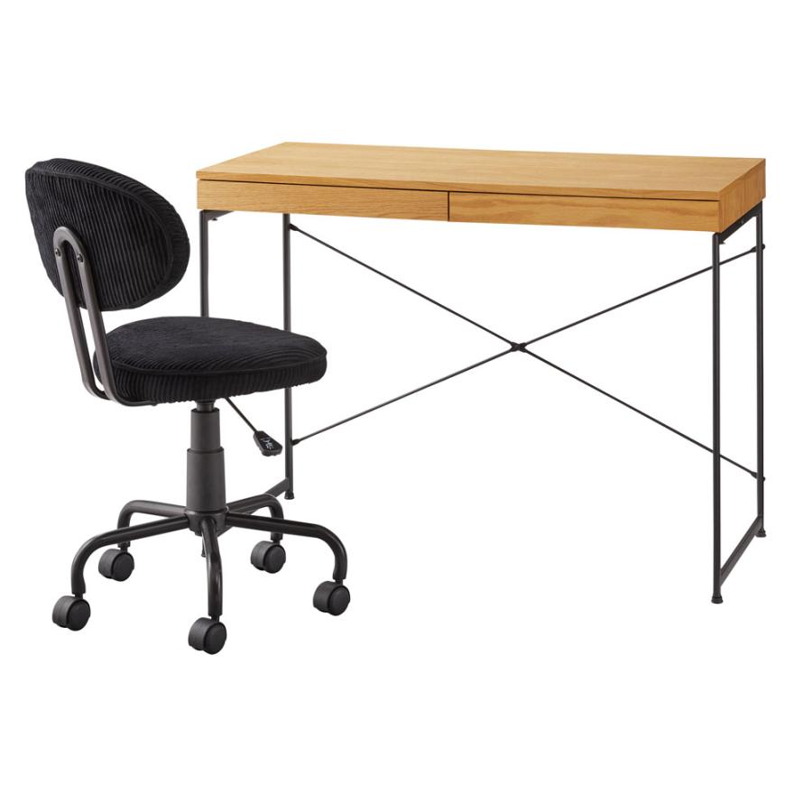 デスク パソコンデスク 机 幅100 奥行45 スリム コンパクト スチール 木製 天然木 オーク 木目 収納 引き出し アジャスター付き 作業机 新生活 |  | 06