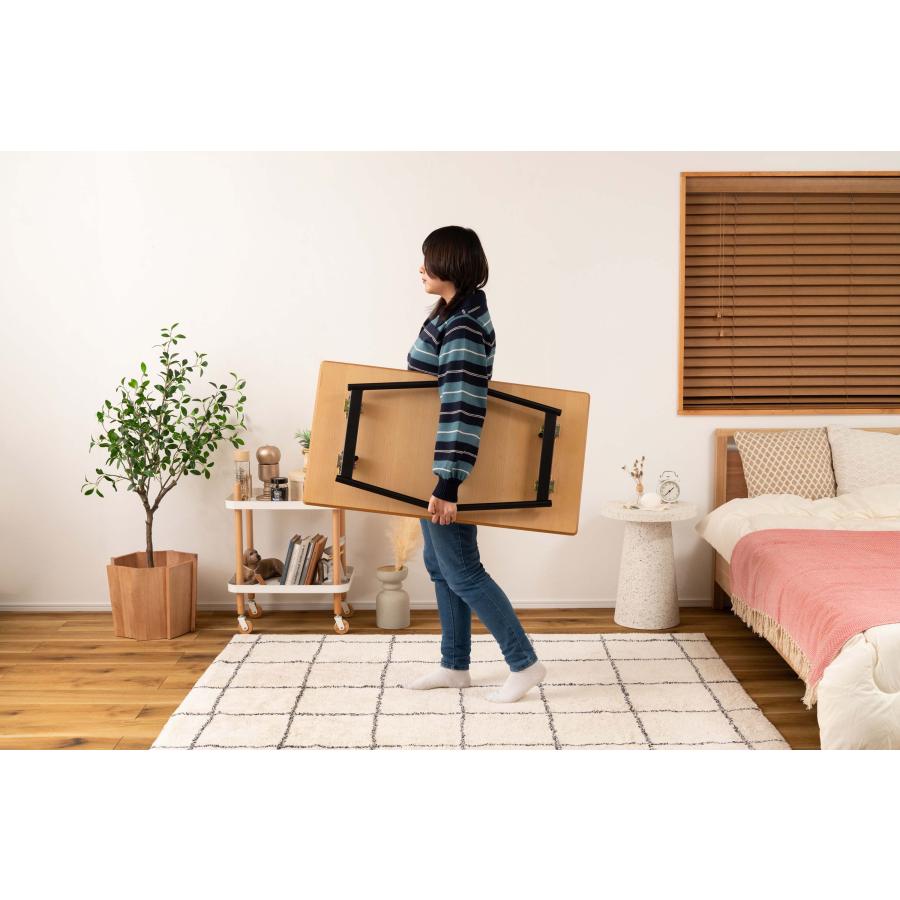 テーブル 折りたたみ フォールディング センターテーブル ローテーブル 天然木 ウォルナット オーク チェリー スチール 幅90 奥行48 隙間収納 ソファ |  | 13