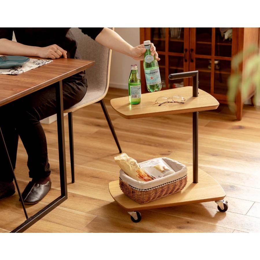 サイドテーブル サイドテーブル ワゴン ソファテーブル ベッド キャスター付き ストッパー付き 取っ手付き 北欧 ナチュラル おしゃれ 2段 木製 オーク |  | 04