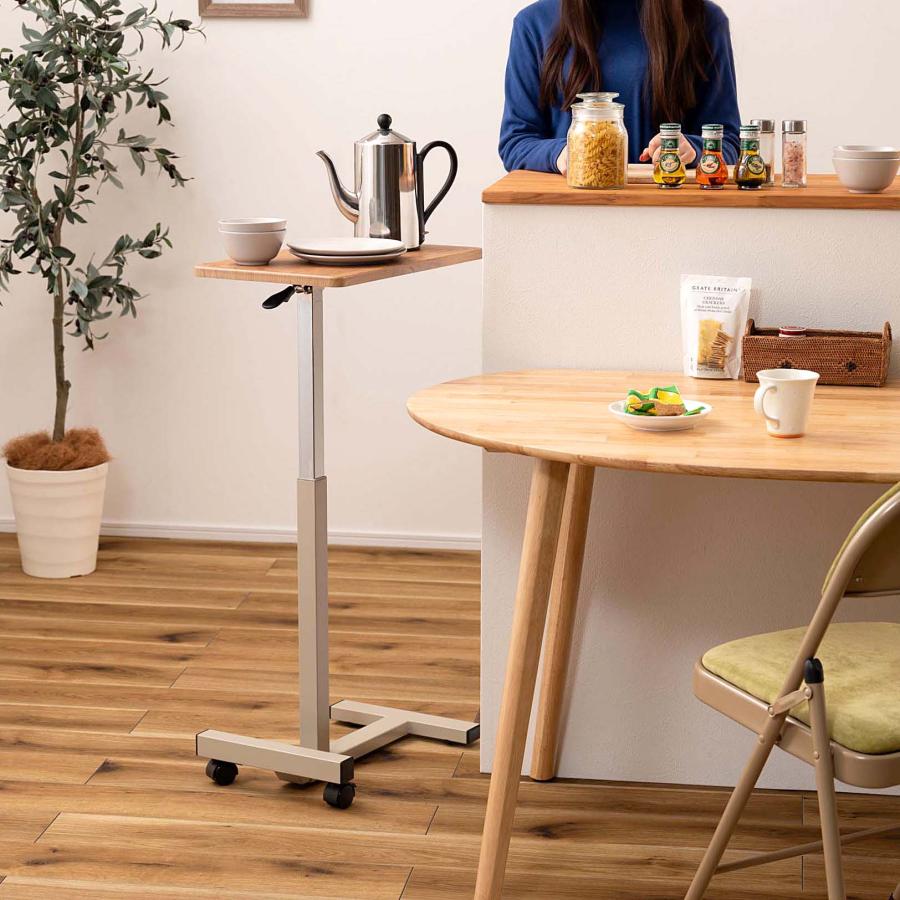 昇降式テーブル ガス圧 無段階昇降 レバー式 サイドテーブル キャスター付き ストッパー付き リフティング スタンディング デスク 木目柄 PVC ソファ ベッド |  | 17