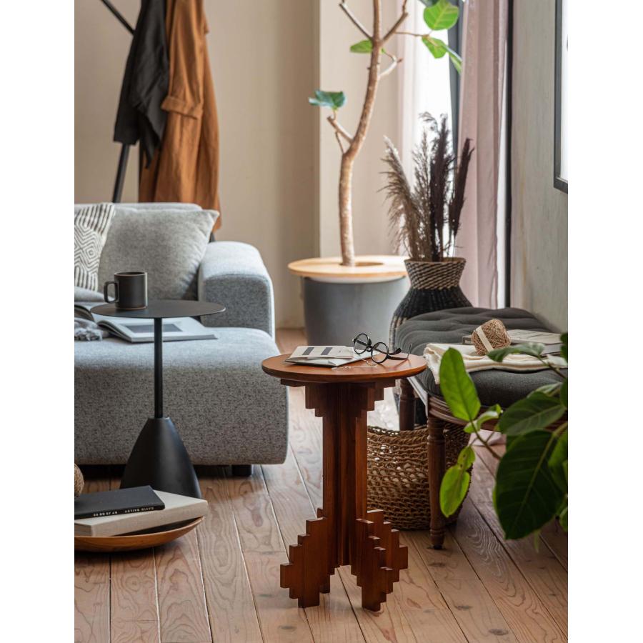 サイドテーブル テーブル 丸 ラウンド 円形 天然木 ミンディ おしゃれ レトロ 北欧 ヴィンテージ風 高さ53cm モダン ナイトテーブル ソファ横 ベッド横 玄関 |  | 10