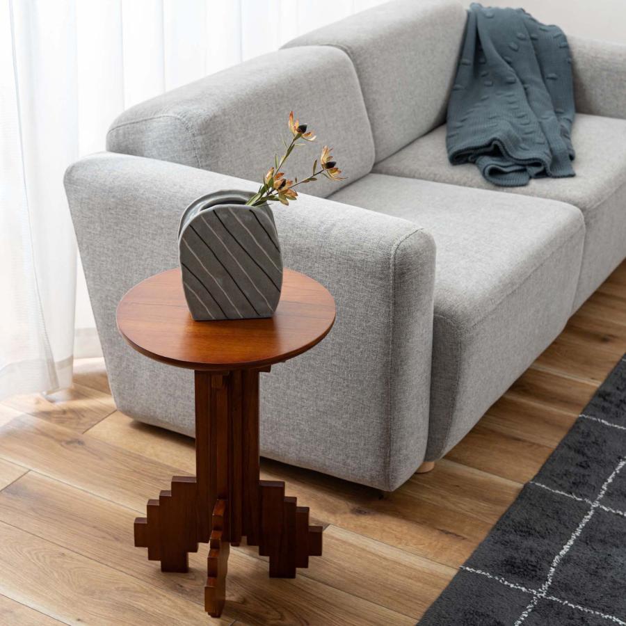 サイドテーブル テーブル 丸 ラウンド 円形 天然木 ミンディ おしゃれ レトロ 北欧 ヴィンテージ風 高さ53cm モダン ナイトテーブル ソファ横 ベッド横 玄関 |  | 12