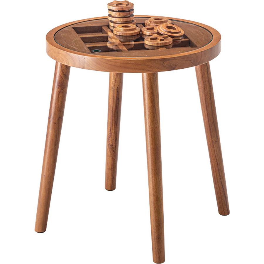 サイドテーブル テーブル 円形 ガラス天板 5mm強化ガラス ボードゲーム ディスプレイテーブル 天然木 チーク ソファ横 寝室 ナイトテーブル おしゃれ アジアン |  | 02