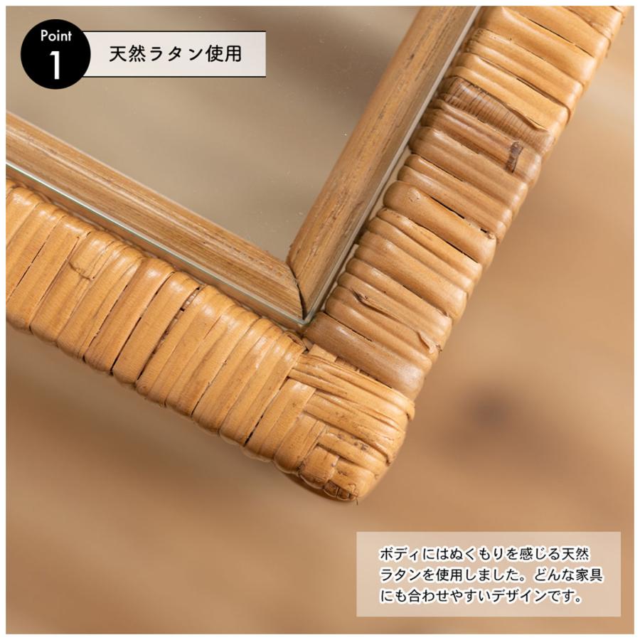 ガラスシェルフ ラック 棚 天然ラタン スチール ガラス板 5mm強化ガラス 取り外し可 アジャスター付き 高さ調整 幅30 高さ70 オープンラック 間仕切り リビング |  | 04