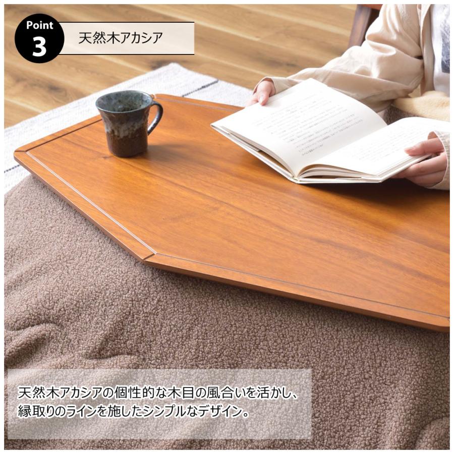 こたつ こたつテーブル コタツ コンパクト 六角 長方形 80×50cm 石英管ヒーター 一人暮らし センターテーブル ローテーブル 工具不要 簡単組立 新生活 |  | 06