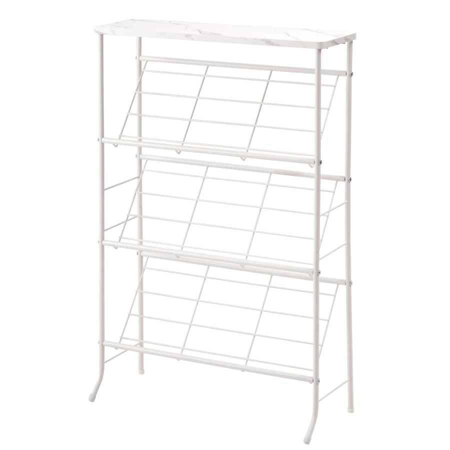 シューズラック 省スペース スリム おしゃれ 軽量 玄関 3段 幅60 奥行23.5 オープンラック 簡単組立 石目調天板 靴入れ 靴置き スリッパラック 玄関収納 |  | 02