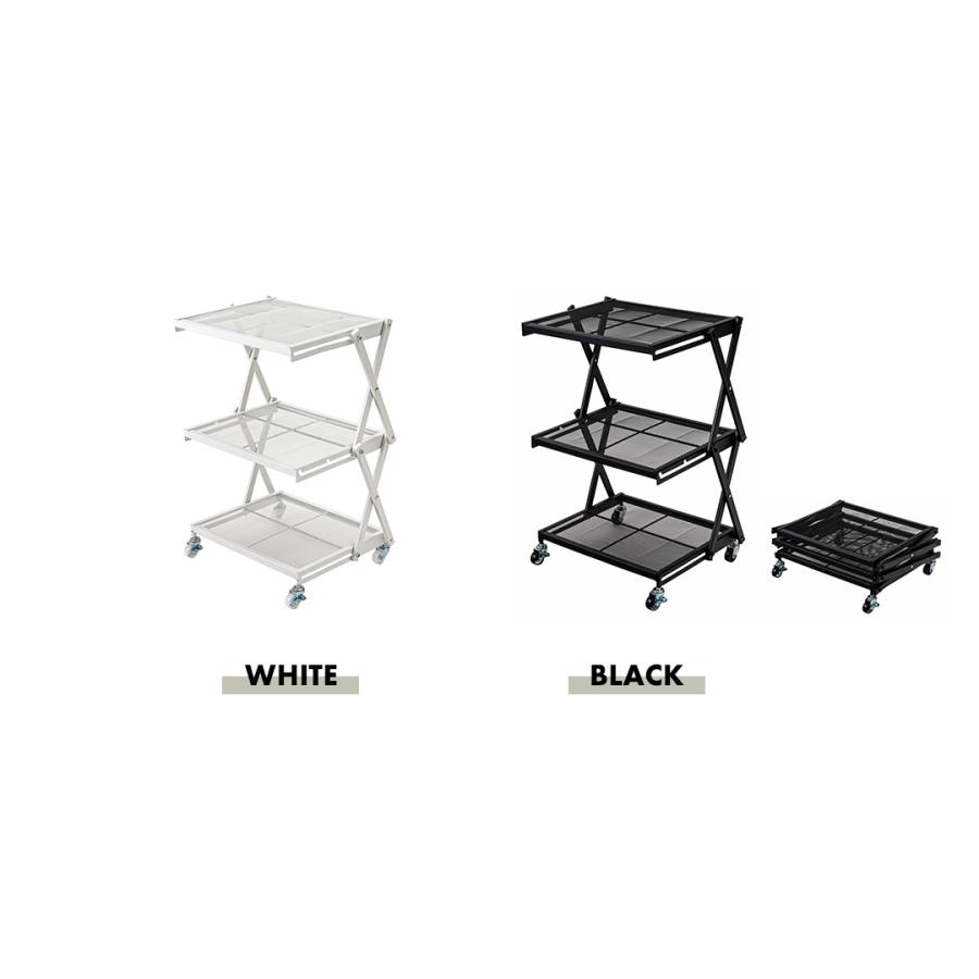 折りたたみラック スチール フォールディング キャスター付き ストッパー付き 3段棚 2段階高さ調整 完成品 簡単折りたたみ キッチンラック ワゴン サイドラック |  | 14
