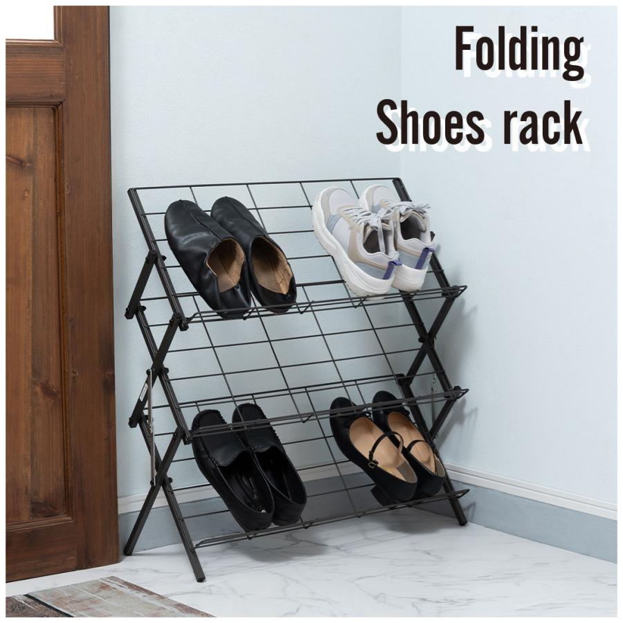 シューズラック 折りたたみ フォールディング 玄関ラック 玄関収納 スリッパラック 靴 くつ 省スペース スリム コンパクト マガジンラック シンプル |  | 05