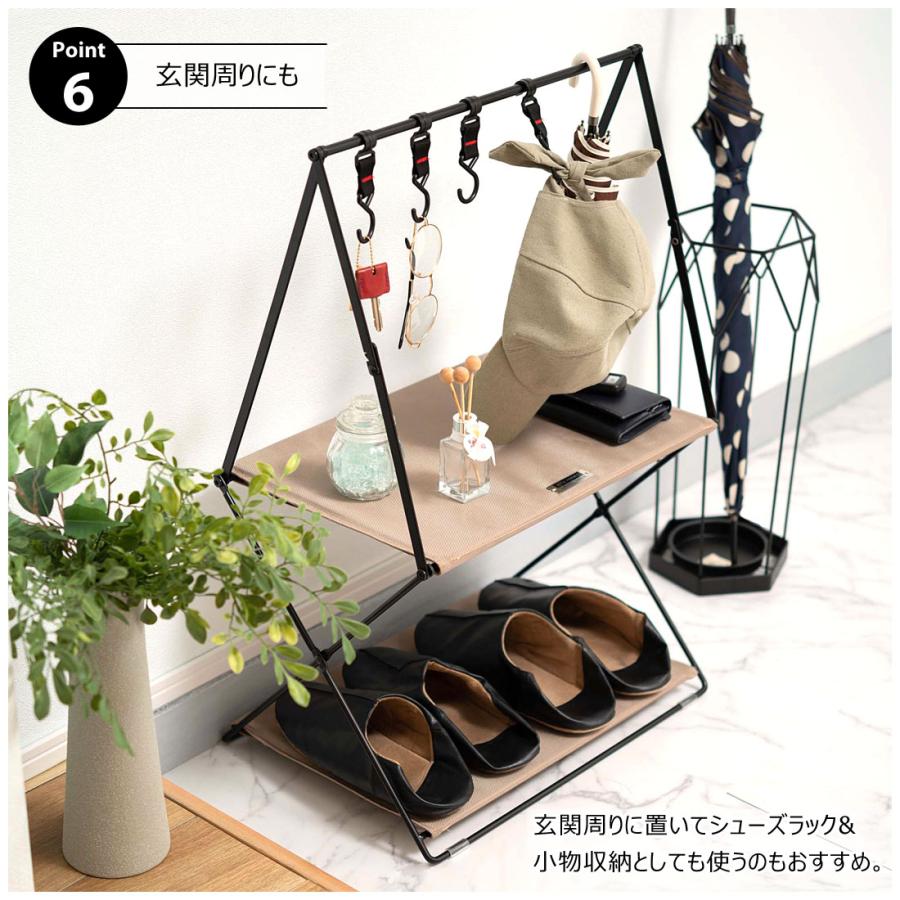 折りたたみラック フォールディング ハンギング フック付き 棚板 MDF 持ち運び 簡単 アウトドア キャンプ イベント テーブル サイドテーブル ソファ 玄関 |  | 12