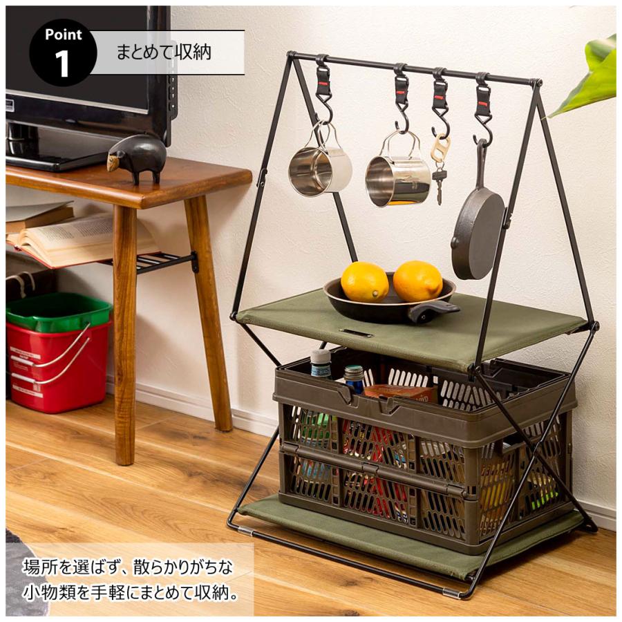 折りたたみラック フォールディング ハンギング フック付き 棚板 MDF 持ち運び 簡単 アウトドア キャンプ イベント テーブル サイドテーブル ソファ 玄関 |  | 07